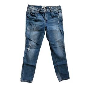 Kenneth Cole Reaction Womens Blue Distressed Skinny Denim Jeans Size 12